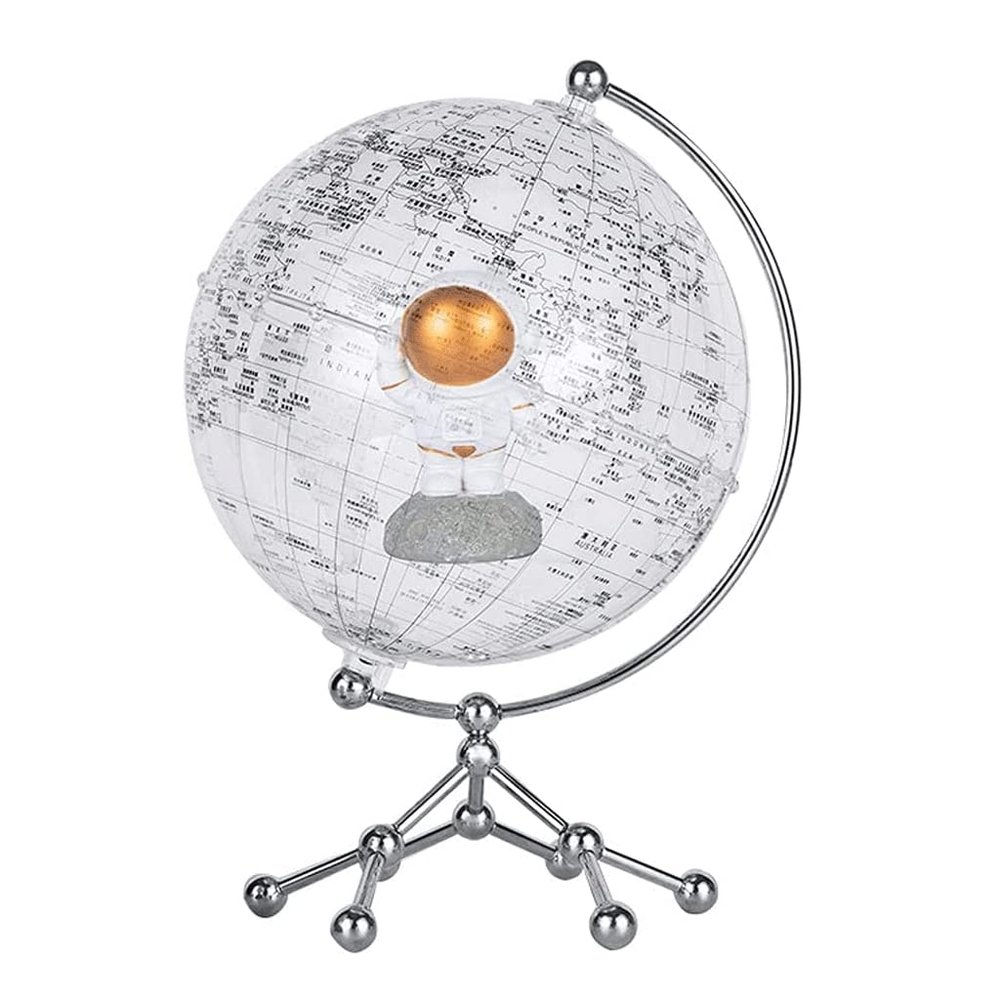 OLOTU Globe Cute and Exquisite World Earth Ceremony with A Metal Tripod 7.8 Inches (20 Cm) DIY Built -in Earth Earth's Interesting Astronaut Doll Globe for Decor