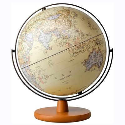OLOTU Globe Classic Latest Version Illuminated World Globe with Wooden Stand 2 in 1 Geographic Large Globe Antique Table Top Globe 30 Cm Globe for Decor