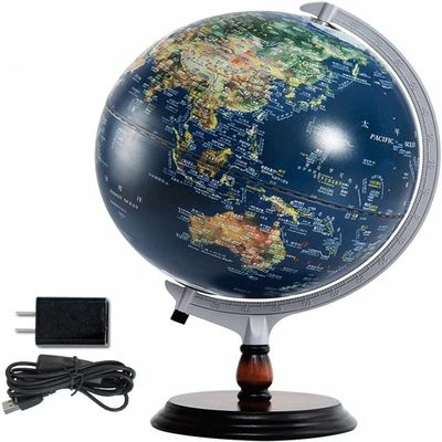 OLOTU Globe Geo Globes Led Lighting Globes for Kids and Adults, Large World Globes Desktop Educational Globes Navy Blue Globes 12 Inch Globe for Decor