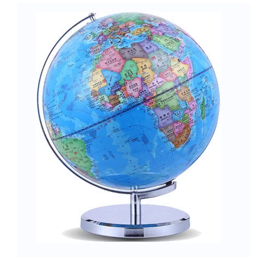 Globe Desktop Earth Globe with Metal Base Educational Geographical Globe for Kids and Adults 9.8 Inch Blue Ocean World Globe Globe for Decor