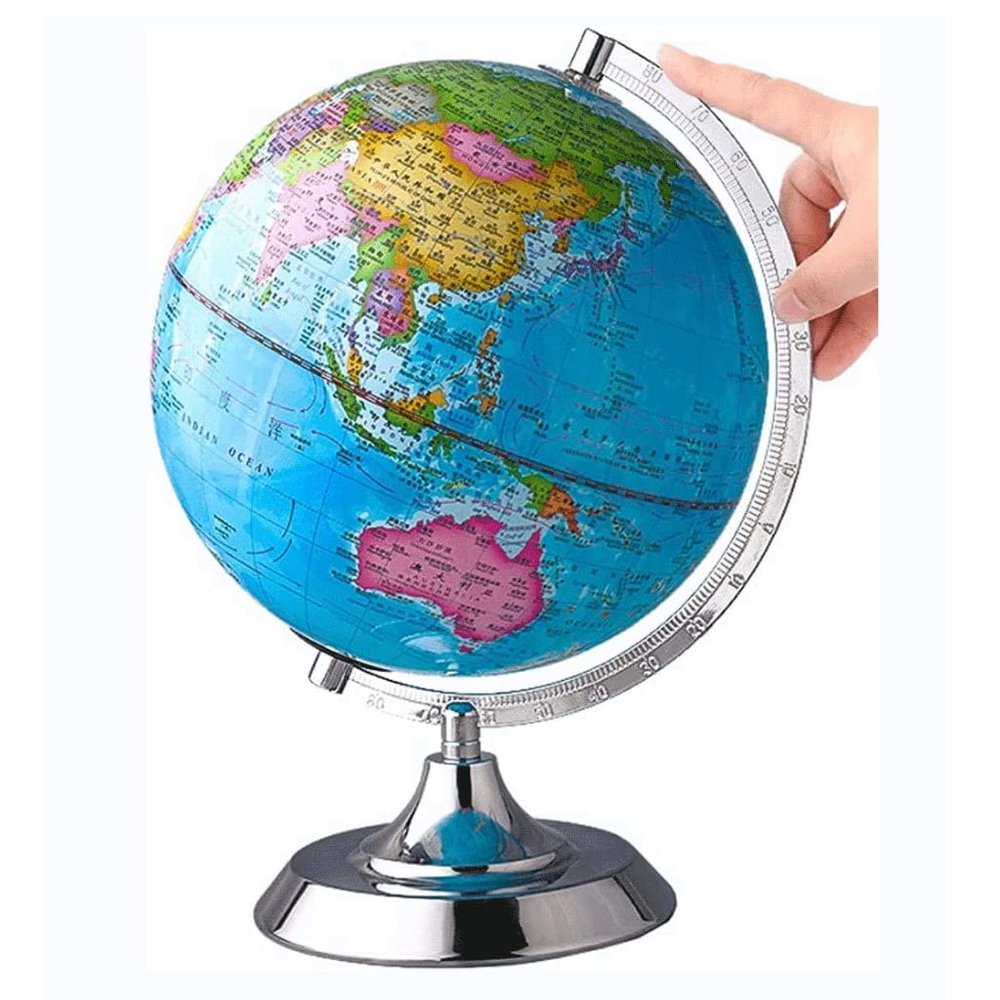 OLOTU Globe World Globe with Metal Stand and Magnifying Glass Geographic Globe Desk Hd Map Globe for Adults and Kids Globe for Decor