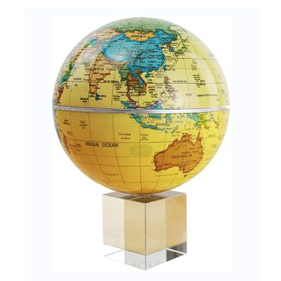 OLOTU Globe New Magnetic Rotating Globe 5.5 Inch Diameter World Globe Globe No Battery Antique Yellow Globe Light Power Rotating Globe for Decor