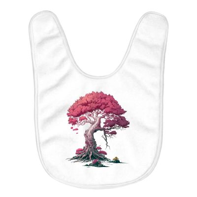 Beautiful Baby Bibs - Magenta Tree Baby Feeding Bibs - Colorful Bibs for Eating
