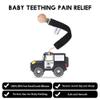 AmazingM Baby Food Grade Silicone Car Teether Toy with Pacifier Clip Holder,Teething Pain Relief Toys Gift Set for 3 Months+ Boys and Girls,Freezer Safe,BPA Free (Police Car, Black) view 3