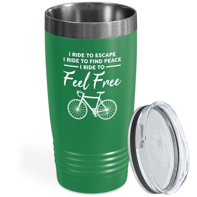 Cycling Green Viking Tumbler 20oz - I Ride To Escape - Bike Lovers Sport Hobby Biking Outdoor Activity Rider Funny Mountain Off Road Uncle