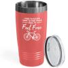 Cycling Coral Viking Tumbler 20oz - I Ride To Escape - Bike Lovers Sport Hobby Biking Outdoor Activity Rider Funny Mountain Off Road Uncle view 1