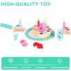 Birthday Cake Cutting Toys, Wooden Play Food Set for Kids Toddlers, Pretend Play Kitchen Toys for Boys Girls view 2