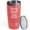 Cycling Coral Viking Tumbler 20oz - Pretty Stoked To Be - Bike Sport Hobby Biking Outdoor Activity Rider Funny Mountain Workout Off Road Uncle view 1