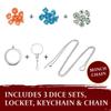 LYNX DND Dice Set Locket/Keychain - 3 Polyhedral Mini Dice Sets Included - Perfect RPG/Dungeons & Dragons (D&D) Accessories Gifts. Tiny/Micro Red, Blue & Clear Set have D20 D12 D10 D8 D6 Sided Dice. view 2