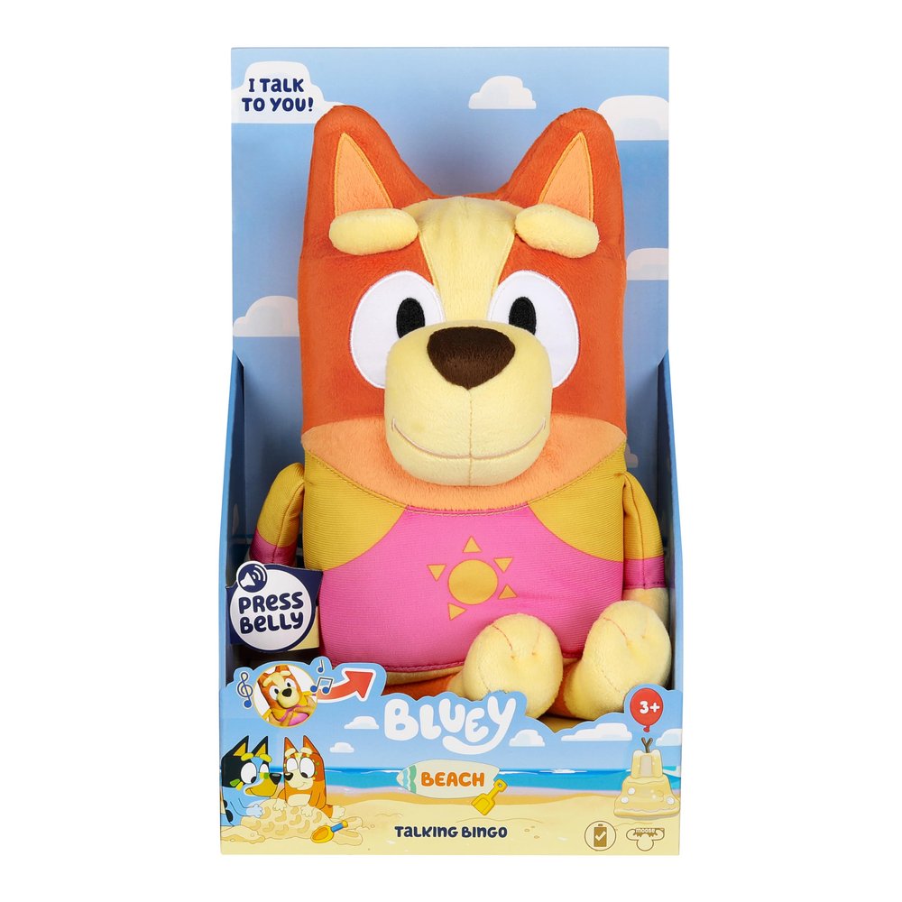 Bluey Sound Effects Talking Beach Bingo Plush, 13 Soft Musical Toys, Stuff Toys with 9 Different Phrases, Singing Plushies for Kids