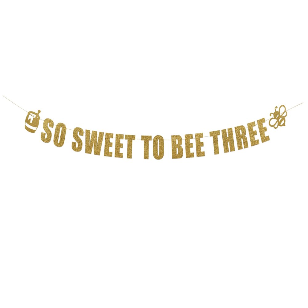 So Sweet To Bee Three banner - Girls Birthday, Honey Bee Theme Party, 3rd birthday Party Banner, Third Birthday party Hanging letter sign (Customizable)
