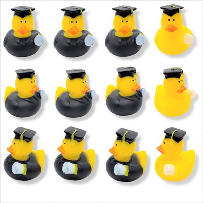 Cool Holiday Rubber Ducks (2") Standard Size. (12 Pack) Cute Duck Bath Tub Pool Toys. (Graduation Rubber Ducks)