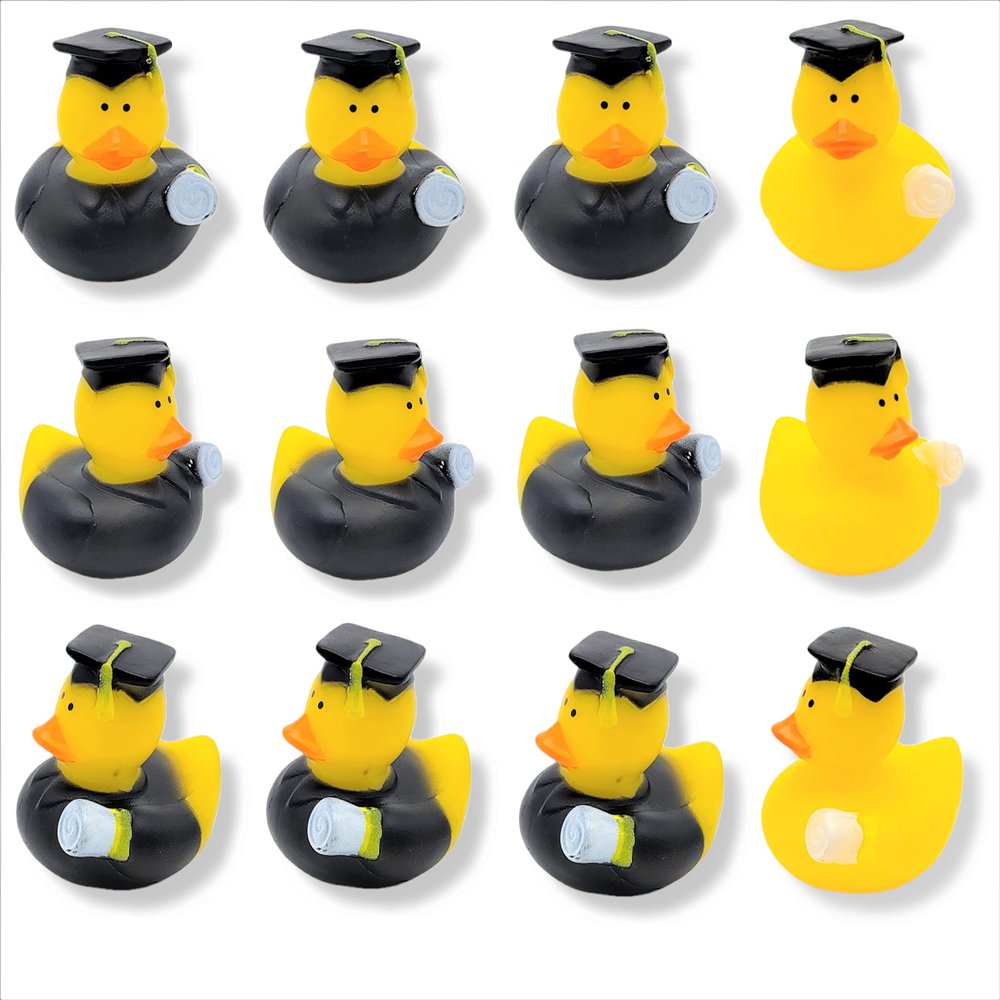 Cool Holiday Rubber Ducks (2") Standard Size. (12 Pack) Cute Duck Bath Tub Pool Toys. (Graduation Rubber Ducks)