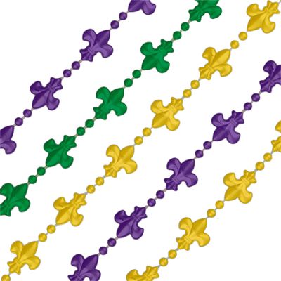 blinkee Non Light Up Fleur de Lis Beaded Necklace for Mardi Gras and Bourbon Street Parties Pack of 12