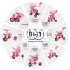 JMMD 8 in 1 Tricycle Stroller with Push Handle, Foldable Trike with 360 Swivel Seat, Reclining Backrest, All-Terrain Wheels, Dual Brakes, Canopy & Storage, Gift for Kids 18 Months to 5 Years, Pink view 2