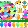 [1 Gold Egg] 24 Pack Prefilled Easter Egg Filled with Transform Car Robot Toys, 24 Eggs + 24 Car Robot Toys for Kids, Easter Basket Stuffers Classroom Exchange for Boys 24 Vehicle Party Favor Egg Hunt view 2
