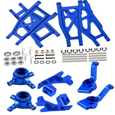 Rcarmumb Alloy Front Rear Suspension Arm & Steering Blocks Caster Blocks C-Hubs Stub Axle Carriers Upgrades Part for 1/10 Slash 4x4 VXL,Stampede 4X4 VXL,Rustler 4X4 VXL,Hoss 4X4 VXL,Navy Blue