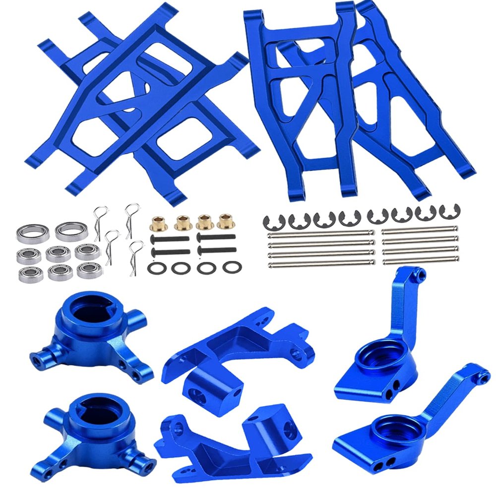 Rcarmumb Alloy Front Rear Suspension Arm & Steering Blocks Caster Blocks C-Hubs Stub Axle Carriers Upgrades Part for 1/10 Slash 4x4 VXL,Stampede 4X4 VXL,Rustler 4X4 VXL,Hoss 4X4 VXL,Navy Blue