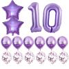 10th Birthday Decorations for Girls, Lavender Glitter Birthday sash, Silver 10th Bday Crown, Lavender No.10 and Star Aluminum Foil Balloon, Happy Bday Latex Balloons view 3