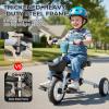 JMMD 8 in 1 Tricycle Stroller with Push Handle, Foldable Trike with 360 Swivel Seat, Reclining Backrest, All-Terrain Wheels, Dual Brakes, Canopy & Storage, Gift for Kids 18 Months to 5 Years, Green view 4