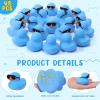 Sosation 48 Pack Mini Rubber Ducks with Sunglasses Sets Squeaky Bath Toys Float Bathtub Duckies for Little One Birthday Party Favors Class Carnival Prizes Car Decor(Blue) view 2