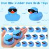 Sosation 48 Pack Mini Rubber Ducks with Sunglasses Sets Squeaky Bath Toys Float Bathtub Duckies for Little One Birthday Party Favors Class Carnival Prizes Car Decor(Blue) view 4