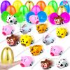 [1 Golden Egg]24Pack Prefilled Easter Eggs with Animals Pull Back Cars Toys Bunny Vehicle Plastic Surprise Eggs Kids Boys Girls Toddlers Easter Basket Stuffers Fillers Easter Eggs Hunt Party Favor view 1