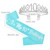 10th Birthday Decorations for Girls - Teal Glitter Double Digits Sash & Crown, Teal Number 10 & Star Foil Balloons, Happy Birthday Latex Balloons for 10 Year Old Girl Party Decorations view 2