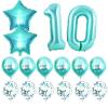 10th Birthday Decorations for Girls - Teal Glitter Double Digits Sash & Crown, Teal Number 10 & Star Foil Balloons, Happy Birthday Latex Balloons for 10 Year Old Girl Party Decorations view 3