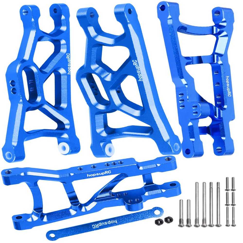 hopsupRC Suspension A-Arms Upgrades Part for 1/10 Slash 2WD VXL,4PCS Alloy Aluminum Front Rear Suspension A Arms and Tie Bar Hops Up,Replacement of 2555 3631 2532,Navy Blue