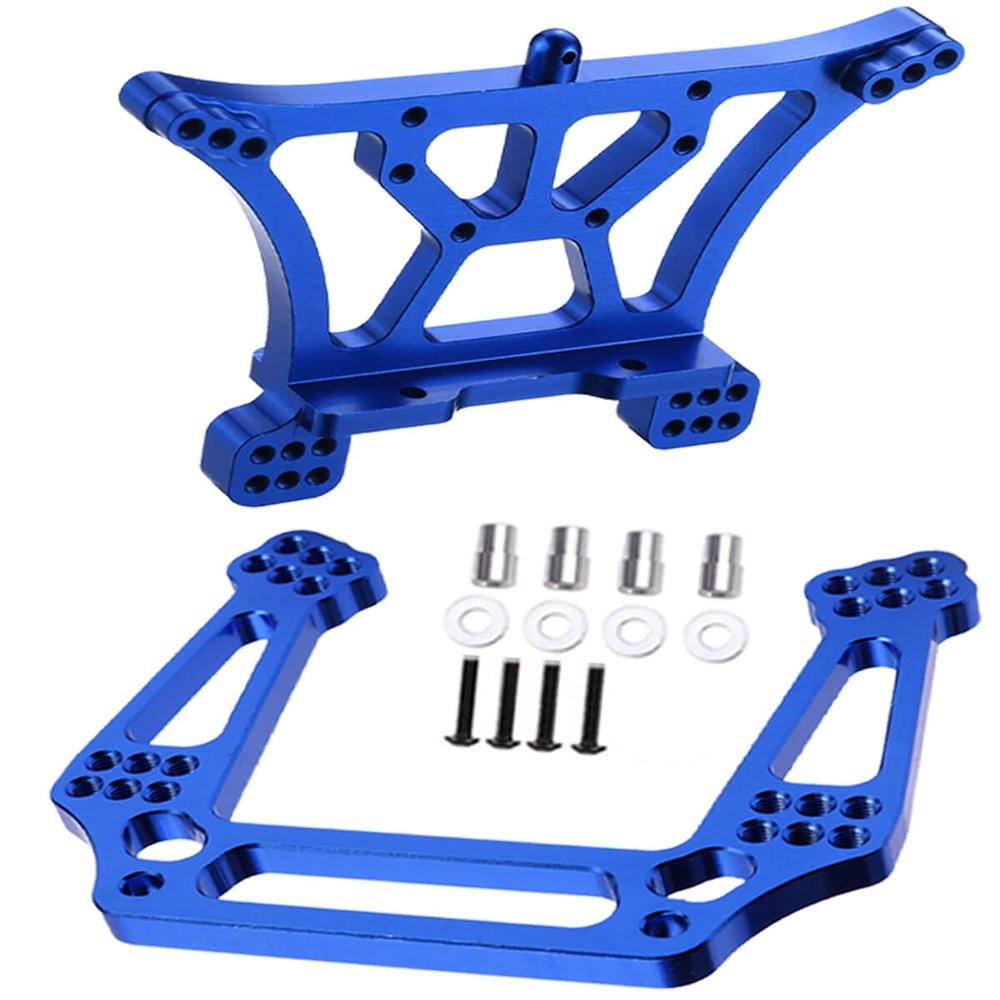 hopsupRC RC Front Rear Shock Tower Upgrade Parts for 1/10 Slash VXL 2WD,Rustler VXL 2WD,Bandit VXL 2WD,Alloy Aluminum Front Rear Shock Tower Set Hops Up,Replace 3638 3639,2PCS,Navy Blue