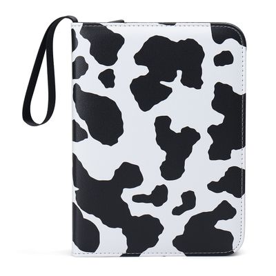 4 Pocket Trading Card Binders for 400 Cards, Cute Kawaii Cow Milk Pattern