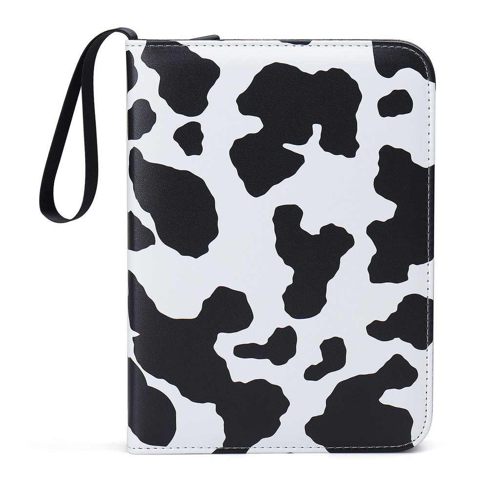 4 Pocket Trading Card Binders for 400 Cards, Cute Kawaii Cow Milk Pattern