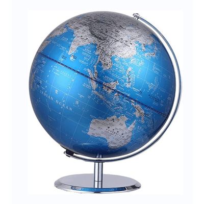 Globe Classic Blue World Globe with Stainless Steel Non-Slip Base Bracket Seven Continents Four Oceans Desk Globe Classroom Globe Globe for Decor