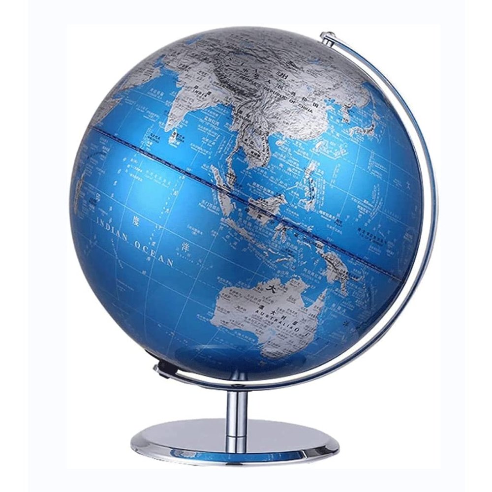 Globe Classic Blue World Globe with Stainless Steel Non-Slip Base Bracket Seven Continents Four Oceans Desk Globe Classroom Globe Globe for Decor