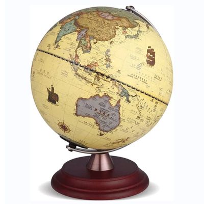 OLOTU Globe Newest Retro World Globe Led Rustic Decorative Desktop Globe Rotating Earth Geographical Globe Wooden Base Globe 9.8 Inch Globe for Decor