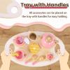 BUYGER Kids Wooden Tea Party Set for Little Girls Toddler Pretend Play Food Kitchen Accessories Princess Birthday Gifts for Ages 3 4 5 Years Old view 4