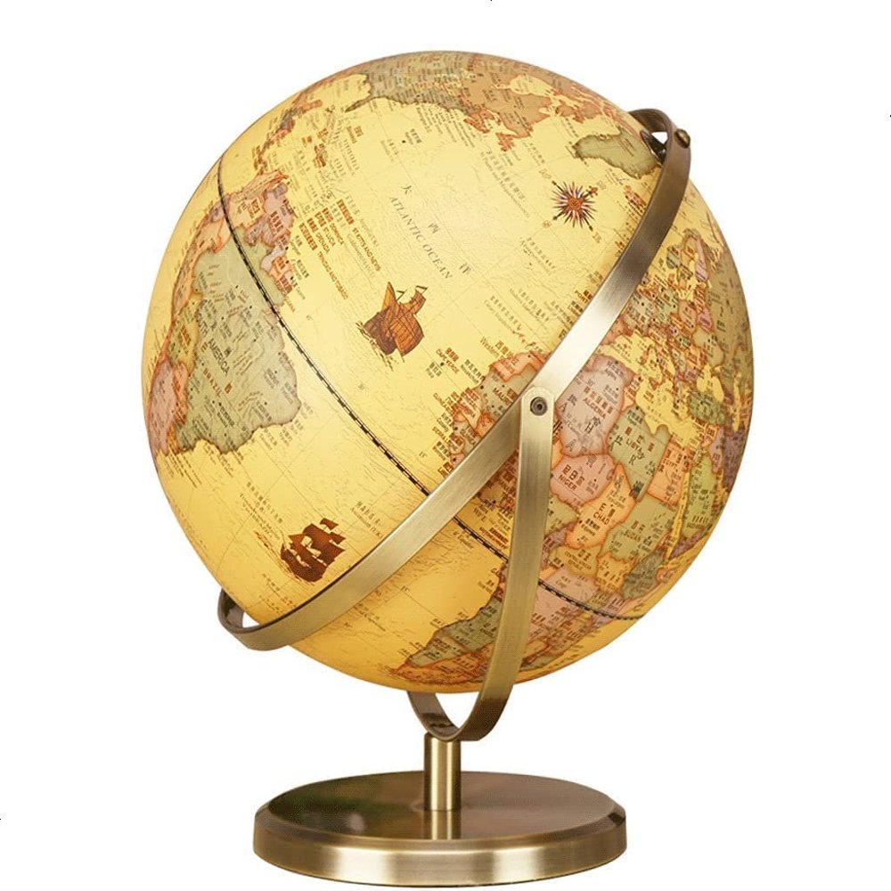 OLOTU Globe 12.5 Inch 720 Rotating World Globe Desktop Geo Globe Retro Ship Decorative Globe Adult Kids Globe World Globe with Stand Globe for Decor