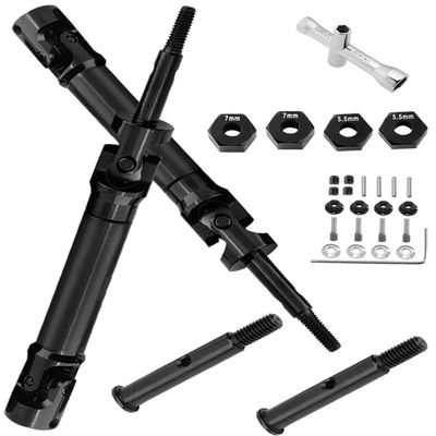 hopsupRC Stainless Steel Rear Drive Shaft CVD & Front Axles Upgrades Part for 1/10 Slash 2WD VXL/Rustler 2WD VXL/Stampede 2WD VXL/Hoss 2WD VXL (Upgrades More Powerful) Black