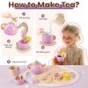BUYGER Kids Wooden Tea Party Set for Little Girls Toddler Pretend Play Food Kitchen Accessories Princess Birthday Gifts for Ages 3 4 5 Years Old view 3