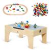 KRAND Kid's All-in-One Activity Play Table with 290 Building Bricks and 30-Piece Wooden Train Set Railway,Cars,Track and Accessories for Toddlers Boys and Girls Children's Toy Playset Game Desk view 1