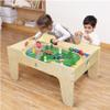 KRAND Kid's All-in-One Activity Play Table with 290 Building Bricks and 30-Piece Wooden Train Set Railway,Cars,Track and Accessories for Toddlers Boys and Girls Children's Toy Playset Game Desk view 2