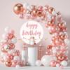 115pcs Rose Gold Birthday Party Decorations for Women Girls Kids, Happy Birthday Banner+Rose Gold White Confetti Metallic Balloons Garland Arch Kit+Circle dots Garland+Pump+Complete Accessories view 1