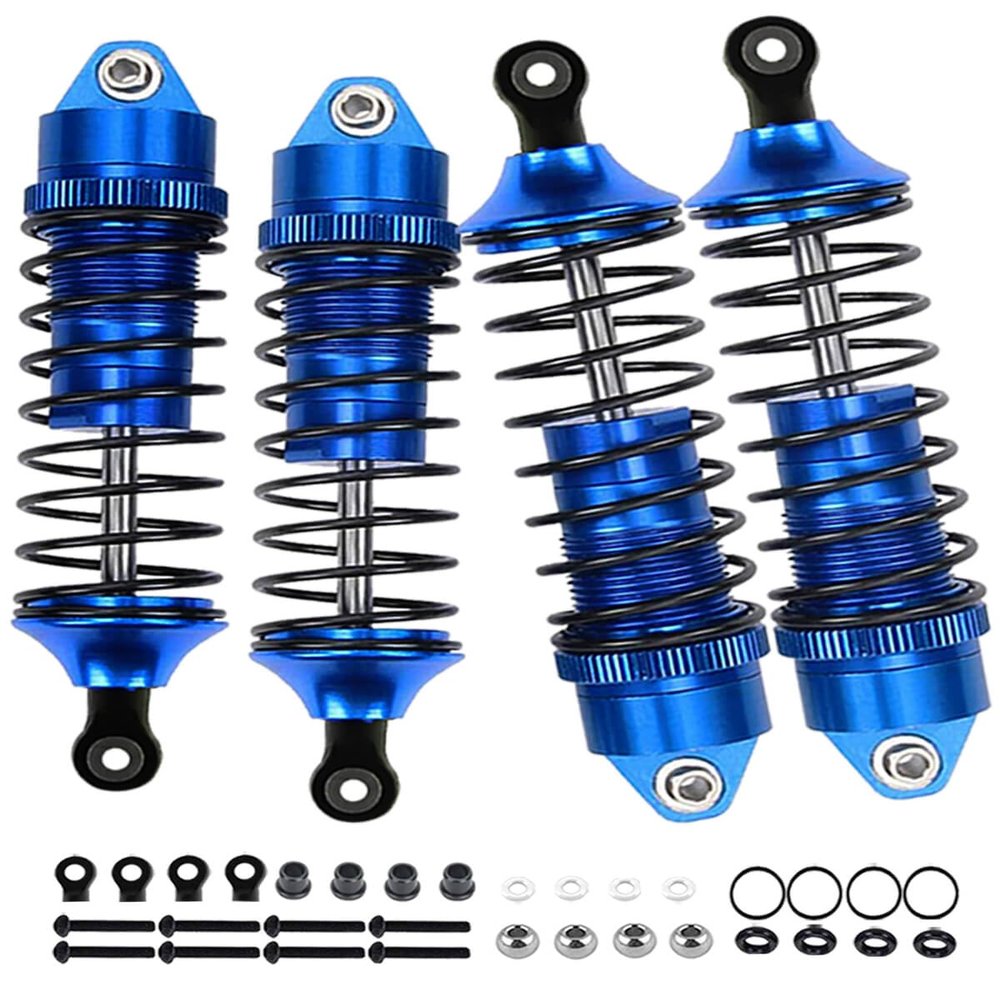 hopsupRC Full Alloy Big Bore RC Shocks Absorber Damper Upgrades Part for 1/10 Slash/Stampede/Rustler/Rally/Hoss VXL 4X4 2WD,4PCS Front Rear Assembled Full Metal Shocks,Replace 5862,Navy Blue