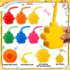Sratte 12 Pieces 10 oz Dog Paw Cups for Kids with Straw and Lid Dog Birthday Party Supplies Decorations, Plastic Paw Print Puppy Drinking Cup Bulk for Puppy Theme Party Favors view 3