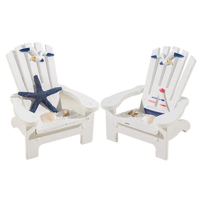 LIFKOME Fairy Garden Beach Theme Miniature Decor 2pcs Nautical Themed Wood Chair Ornaments for Decorative Display