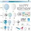 101PCS Blue and White Birthday Party Decorations for Men Baby Boys Kids,3D Foil Happy Birthday Banner Balloons+White Blue Confetti Metallic Balloons Garland Arch Kit+Pump+Complete Accessories view 2
