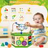 Wooden Activity Cube for 12-18 Month, 1 Year old Boys & Girls, 7-in-1 STEM Montessori Early Developmental Learning Toys for Kids Aged 1-2, Ideal 1st Birthday Gift Toys for Baby, Toddlers (Pink) view 4