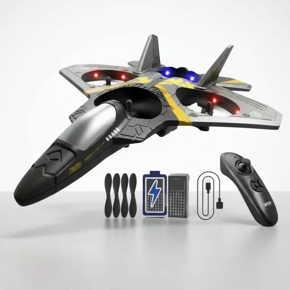 Akargol Sky Riders Rc Jet Plane with Light, Foam Remote Control Airplanes for Gift Chirstmas, RC Airplane Fighter Jet 360 Flip Fighter Jet, Stunt Roll, Airplane Gifts for Boys