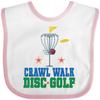 inktastic Crawl Walk Disc Golf Baby Bib White and Pink 41a04 view 1